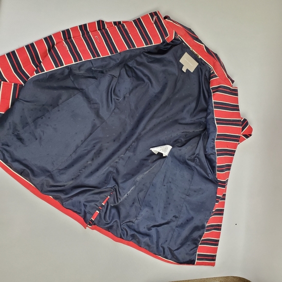 Banana Republic Red & Blue Striped Nautical Coat Gold Buttons - Picture 9 of 15